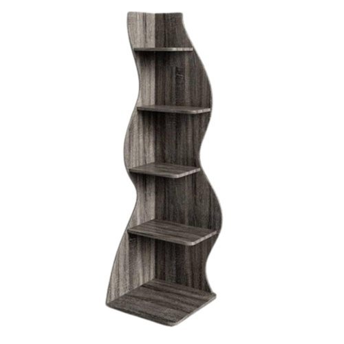 Hivvago - Modern 5 Shelf Corner Bookcase in Grey Wood Finish - Gray-Front_Standard 