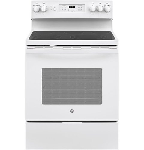 GE - 5.3 Cu. Ft. Freestanding Electric Convection Range with Self-Cleaning and No-Preheat Air Fry - White