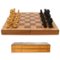 Toy Time - Chess Set with Carved Staunton Pieces - Book-Style Folding Solid Wood Board with Interior Storage for Kids and Adults - Brown, Black-Front_Standard