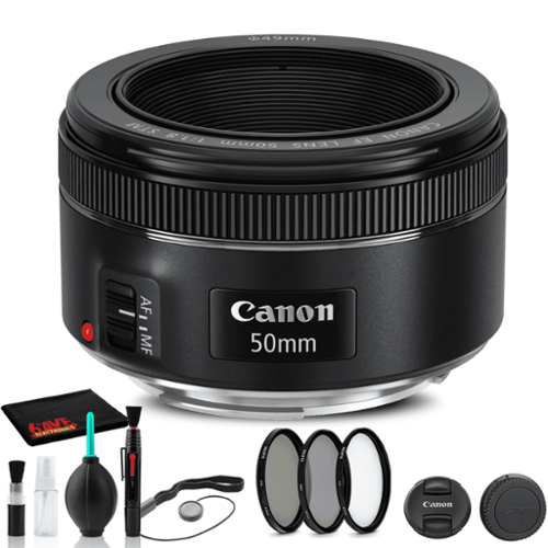 Canon - EF 50mm f/1.8 STM Lens (0570C002) + Filter Kit + Cap Keeper Base Bundle (International Version)-Front_Standard 