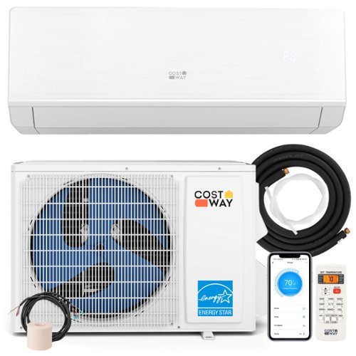 Costway - 12000 BTU Mini Split Air Conditioner & Heater with 1 Ton Heat Pump Installation Kit - White-Front_Standard 