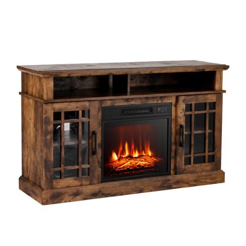 SlickBlue - Electric Fireplace TV Stand with Cabinets and Storage for Living Room Console - Brown-Front_Standard 