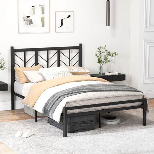 Costway Full Size Platform Bed with Headboard 11.5" Under Bed Storage Easy Assembly - Black