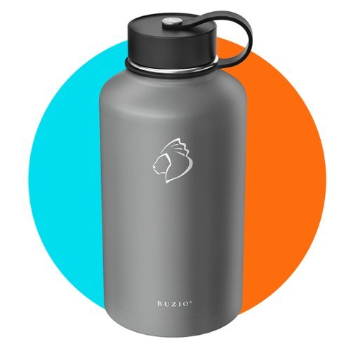Buzio Duet Series Insulated 64 oz Water Bottle with Straw Lid and Flex Lid - Gray GLOBAL SHIPPING