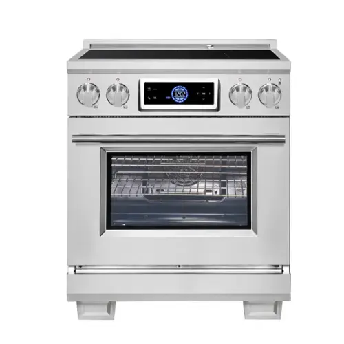 Front. Forno Appliances - Maximus 4.32 Cu. Ft. Freestanding Electric Induction Range with Air Fryer - Stainless Steel.