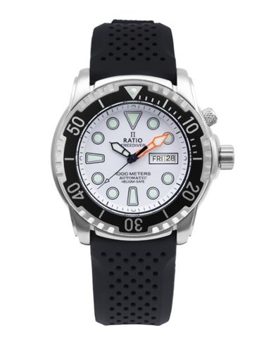 RATIO - FreeDiver Helium-Safe 1000M Sapphire Automatic 1068HA90-34VA-WHT Men's Watch - Silver and black-Front_Standard 