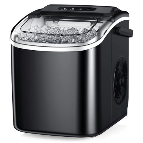 SIMZLIFE - Portable Countertop Ice Maker - 9 Cubes in 6 Mins, 26lbs/Day, Self-Cleaning with Ice Scoop & Basket, for Home/Office/RV - Black-Front_Standard 