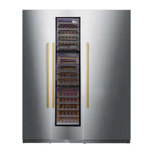 Front. Kucht - 60 in. Refrigeration Set: 24 in Refrigerator, 18 in Freezer & 18 in Wine Cooler Stainless Steel Panels with Gold Handles - Stainless Steel and Gold.