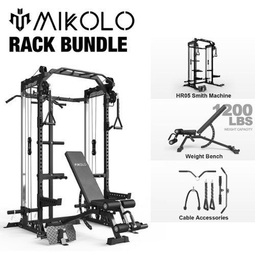 Mikolo - Power Rack Cage, Weight Rack,Multi-Function Squat Rack with J Hooks,Dip Bars and Landmine - Black-Front_Standard 
