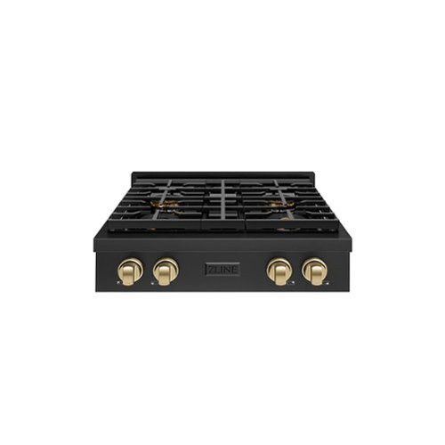 ZLINE - Autograph 30 in. Black Steel Paramount Gas Cooktop with 4 DuoPro Burners and Bronze Accents (PSRTBZ-30-CB) - Black Stainless Steel
