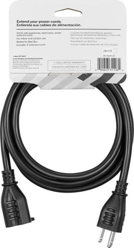 Best Buy essentials™ 6’ 16ga Indoor/Outdoor Extension Power Cord - Black HOW TO BUY