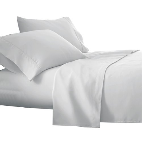 Plazatex - Luxurious Ultra Soft 100% Cotton Moisture Wicking Solid Color 4 Pieces Sheet Set Queen - White-Front_Standard 