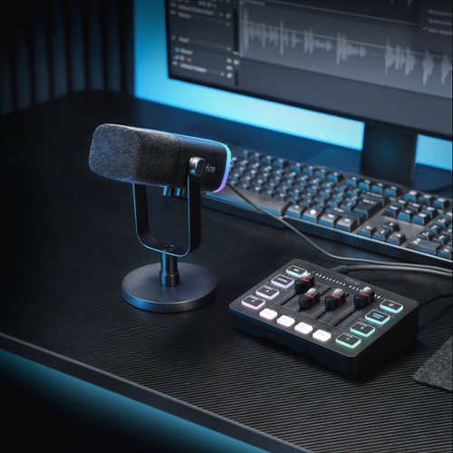 FIFINE Gaming Mic & Audio Mixer Set, XLR/USB Dynamic Microphone for Podcast/Voice Video, RGB Fade Gaming Lighting - Black WHERE TO BUY