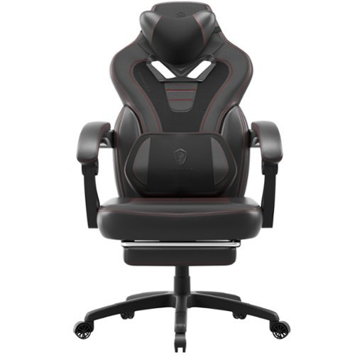 Dowinx - Gaming Chair Ergonomic with Adjustable Massage Lumbar Support, Reclining Office Chair with Footrest for Adults - Black-Front_Standard 