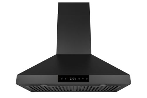 Hauslane - 30 inches - Convertible - Wall Range Hood - Matte Black-Front_Standard 
