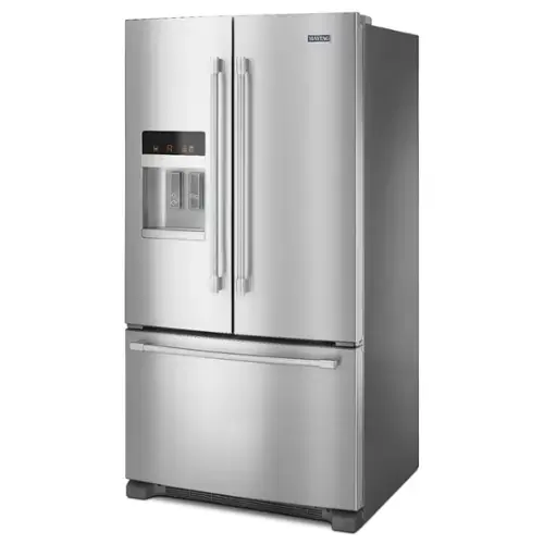 Front. Maytag - Maytag - 36- Inch Wide French Door Refrigerator with PowerCold® Feature - 25 Cu. Ft. - Fingerprint Resistant Stainless Steel.