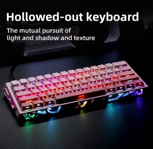 Loheer - 60% Mechanical Gaming Keyboard, Hot-Swappable Red Switch, Hollow RGB Design for PC Gamers - Pink-Front_Standard 