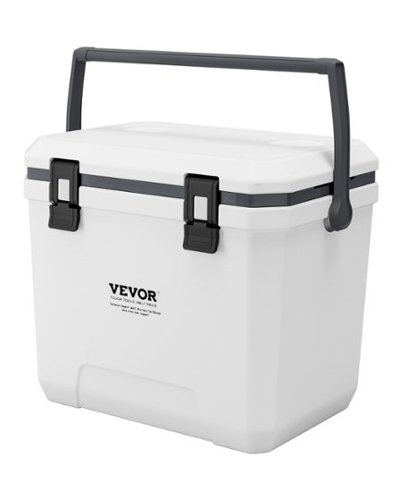 VEVOR - Portable Cooler, 38 QT Hard Cooler with Ice Retention, Heavy-Duty Handles and Cup Holder - White-Front_Standard 