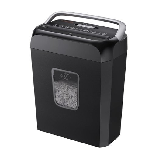 Bonsaii - Paper Shredder, 3.4 Gal Wastebasket, 6-Sheet Crosscut Paper and Credit Card Shredder with Handle, Home and Office - Black-Front_Standard 