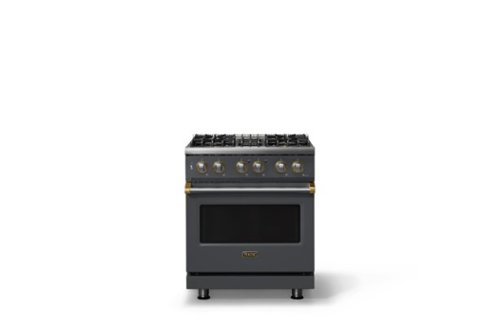 Viking - 30 in. Wide 4 Burner Pro 5 Series 4.7 Cu. Ft. Freestanding Sealed DF Convection Range - Cast Black w. Brushed Brass Trim - Cast Black