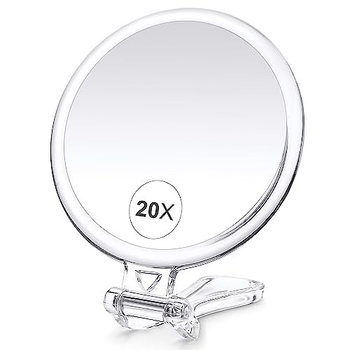 Comfort Essence - 30x Magnifying Mirror For Travel With Handle Double-sided 1x/30x Magnification Hand Makeup Desk 5 Inches - Clear-20x-Front_Standard 