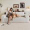 Trinkets Crazed - 71" 3-Seater LoveSeat Sofa Plush Corduroy Boneless Couch with High Cushion Backrest and Wider Armrest - White-Front_Standard