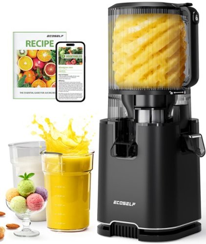 Ecoself - Cold Press Juicer, Juicer Machine Max 6.0" Wide Chute, Large Capacity, Black - Green-Front_Standard 