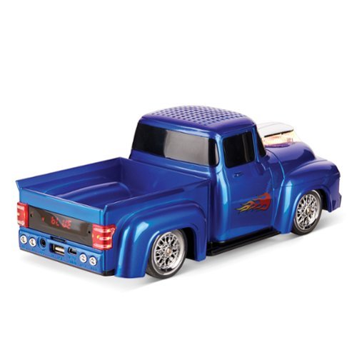 QFX Retro Truck Portable Bluetooth Speaker with Bass Radiator and LED Lights - Blue BUY IN EUROPE