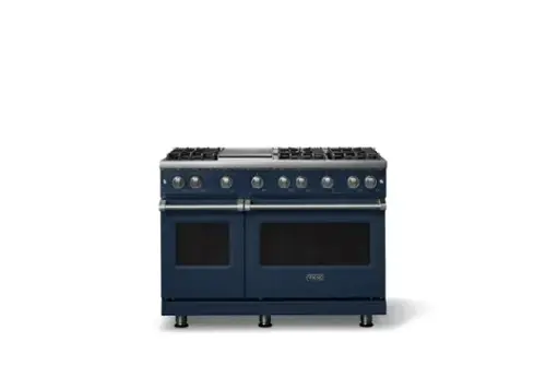 Front. Viking - Pro 5 Series 6.1 Cu. Ft. Freestanding Sealed 6 Burner Liquid Propane Gas Convection Range w. Griddle - Slate Blue - Slate Blue.