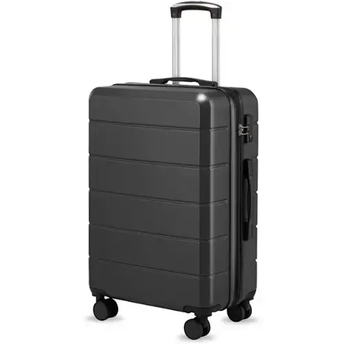Front. LUGGEX - LUGGEX - 24 Inch Expandable Hardside Spinner Suitcase with TSA Lock - Lite-YY - Black.