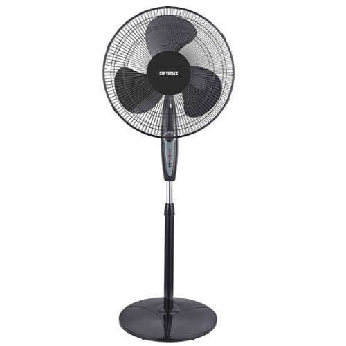 Optimus - 16 in. Oscillating Stand Fan with Remote Control - Black-Front_Standard 