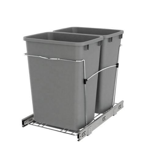 Rev-A-Shelf - Double Pullout Trash Can 35 qt. for Kitchen, RV-18KD-17C S - Silver-Front_Standard 