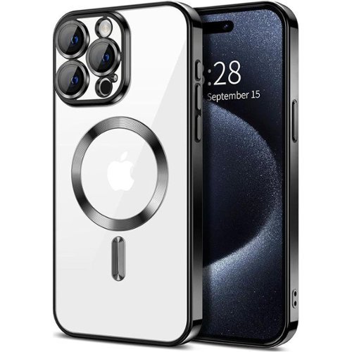 Entronix - Magnetic Case for iPhone 16 Pro - Luxury Clear Glossy Cover - Black-Front_Standard 