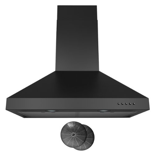 Hauslane - 30 inches - Convertible - Wall Range Hood - Matte Black-Front_Standard 