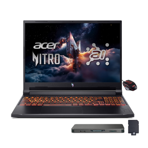 Acer - Nitro 16" WUXGA Gaming Laptop,Intel 7 240H,16GB DDR5,512GB SSD+1TB Dock Set,RTX 5060,Backlit Kb,Win 11 - Black-Front_Standard 