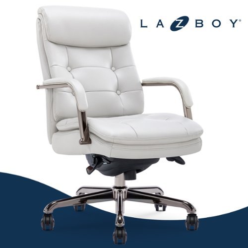 La-Z-Boy - Sonata Executive Mid-Back Bonded Leather Office Chair - Light Gray and Graphite-Front_Standard 
