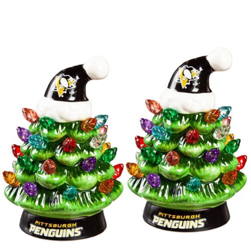 Evergreen Enterprises - Pittsburgh Penguins 2-Pack 4" Ceramic LED Christmas Tree Set - Multicolor-Front_Standard 