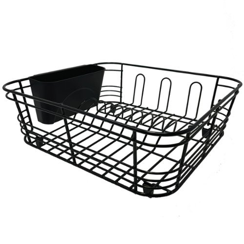 Better Houseware - 2-Piece Dish Drainer Set - Black-Front_Standard 