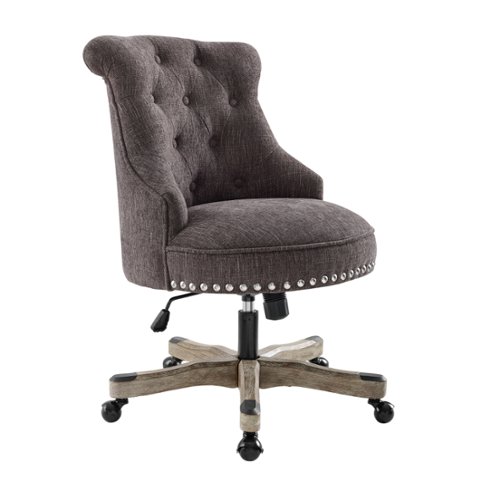 Linon Home Décor - Leather Massage Task Chair - Charcoal Gray-Front_Standard 