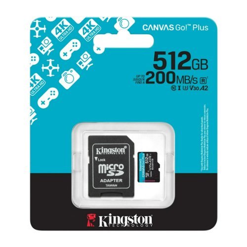 Kingston Canvas Go Plus 512GB U3 V30 A2 microSD Card with SD