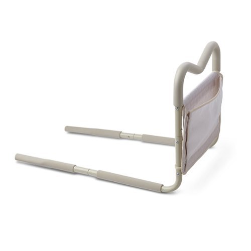Martha Stewart - Adjustable Bed Assist Bar Mattress Guard Rail for Added Bed Safety & Mobility - Neutral-Front_Standard 