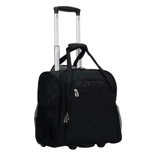 Front. Dapper Styles - Melrose Upright Wheeled Underseater Luggage Red Carry-on 15-inch - Black-15-Inch.