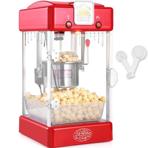 VEVOR - Popcorn Maker, 300W Popcorn Popper Machine, 2.5 Oz Kettle Makes 4 QT per Batch, Tabletop Popcorn Maker with PP Door - Red-Front_Standard 