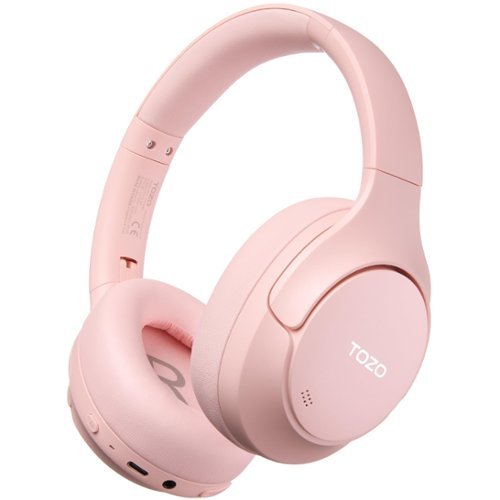TOZO - HT3 Wire/Wireless AI Noise Cancel Over Ear Bluetooth 6.0 Headphone, 90H, Hi-Res, APP 32EQ, Foldable Adjustable Headband - Pink-Front_Standard 