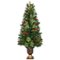 Costway - 4ft Pre-Lit Christmas Entrance Tree In Urn w/ 60 LED Light Red Berries Pine Cone - Green-Front_Standard