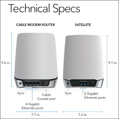 NETGEAR Orbi AX4200 Tri-Band Mesh WiFi 6 System with 32x8 DOCSIS 3.1 Cable Modem (2-Pack) - White BUY IN MIDDLE EAST