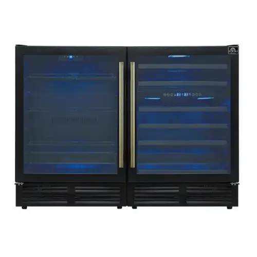 Front. Forno Appliances - Gemello 52-Bottle Side-by-Side Wine and Beverage Cooler - Black.