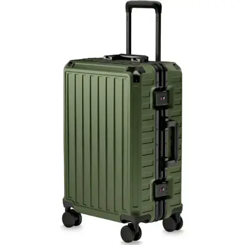 Front. LUGGEX - LUGGEX 21 Inch Carry On Luggage with Spinner Wheels, Zipperless PC Hardside Aluminum Frame Suitcase 8010S - ZX-Core - Green.