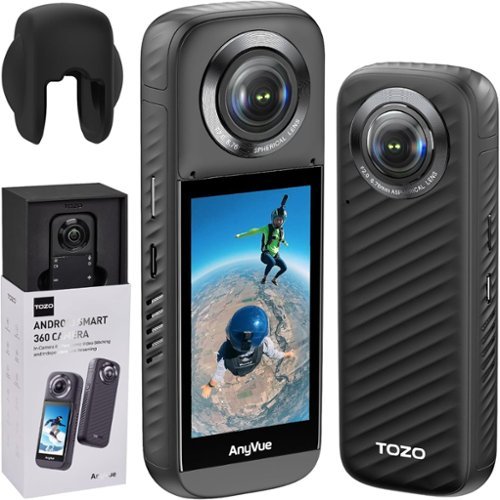 TOZO - Android 360 Action Camera - 5.7K Video 12K Photo, 1/2" 4800W CMOS, GPS, 4K Live Streaming, 3.0" Touchscreen, App Editing - Black-Front_Standard 