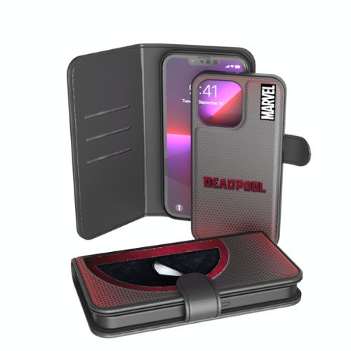 Keyscaper - Marvel Grid Wallet Phone Case - Apple iPhone 13 - Deadpool-Front_Standard 